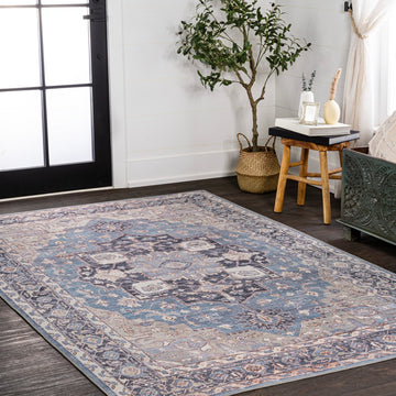 Maris Ornate Medallion Washable Area Rug